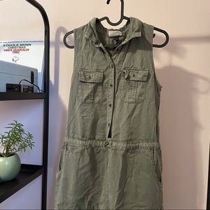Army Green Button Up Romper